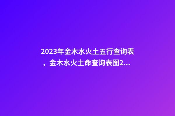 2023年金木水火土五行查询表 ，金木水火土命查询表图2023年